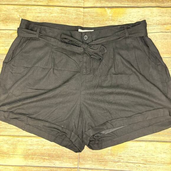 torrid Pants - Torrid Black Linen Blend Belted Shorts Plus Sz 22